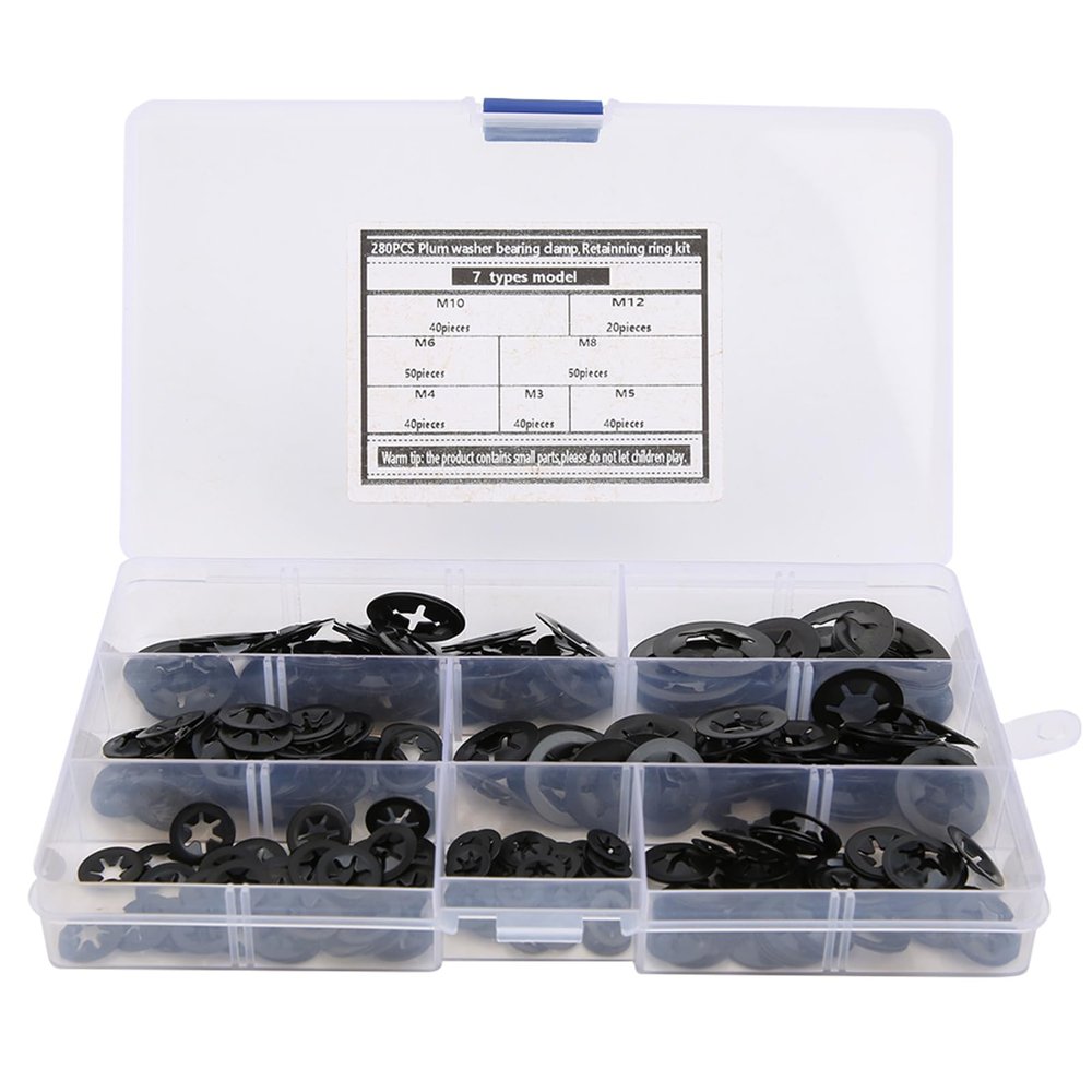 280-Piece Internal Tooth Lock Washer Set, M3–M12, Manganese Steel