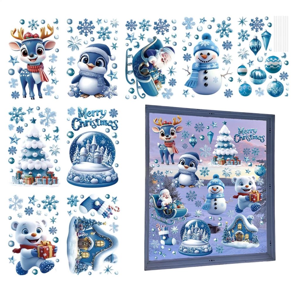Christmas Stickers for Kids, 12 Designs, Cute Cartoon Decals