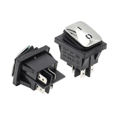 VWWJCCRO 1-Piece KCD4 4-Pin Red-Lighted Stainless Steel-Face Boat Switch