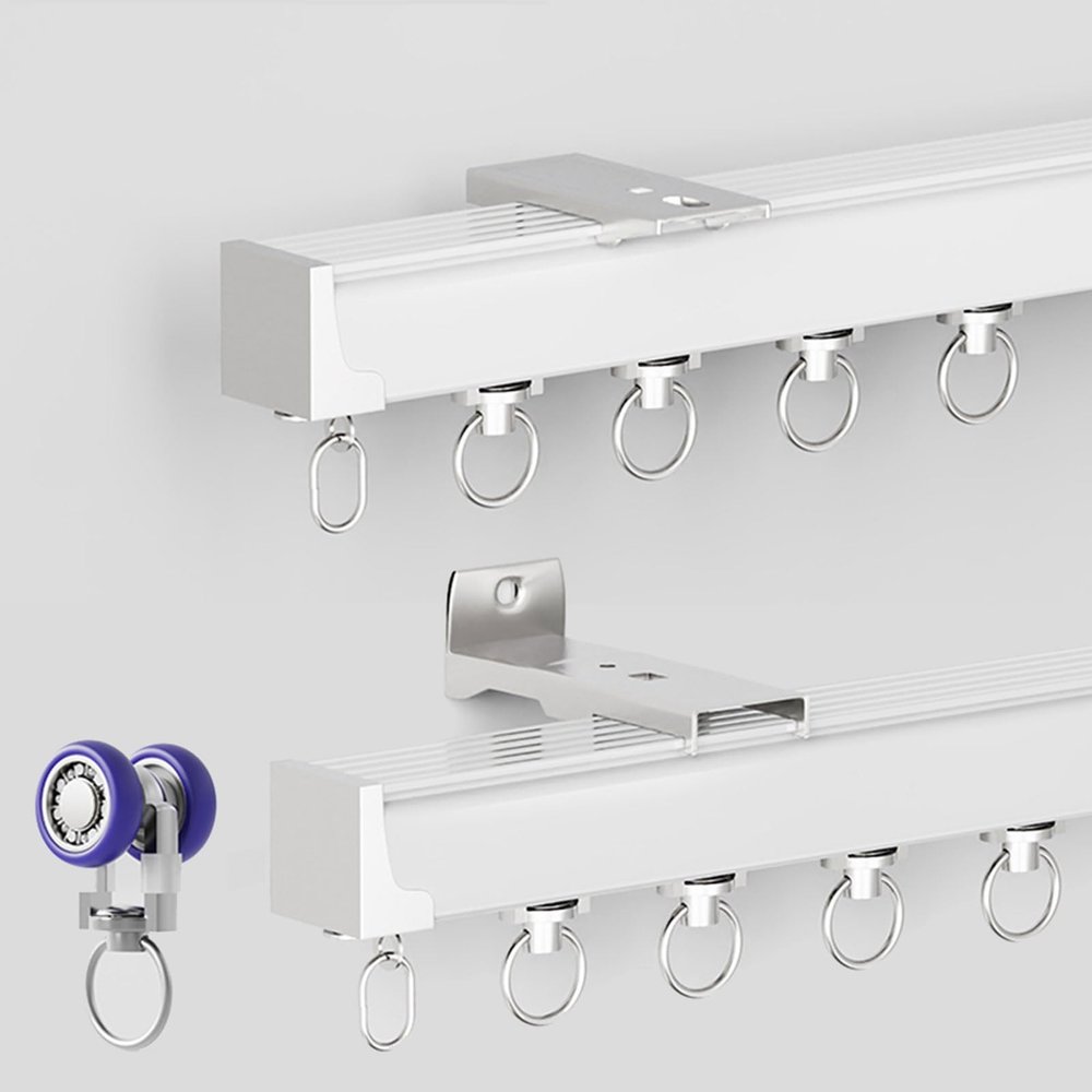 Aluminum Curtain Track, Ceiling or Wall Mount, Single Track for Curtains and Room Dividers, White, 4.6 m/15.1 ft