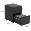 Mobile Metal Filing Cabinet with 3 Lockable Drawers for Under-Desk Use, Fully Assembled with Casters, Black view 2