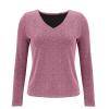 Women's Silver Long-Sleeve Sequin Top with V-Neck view 4