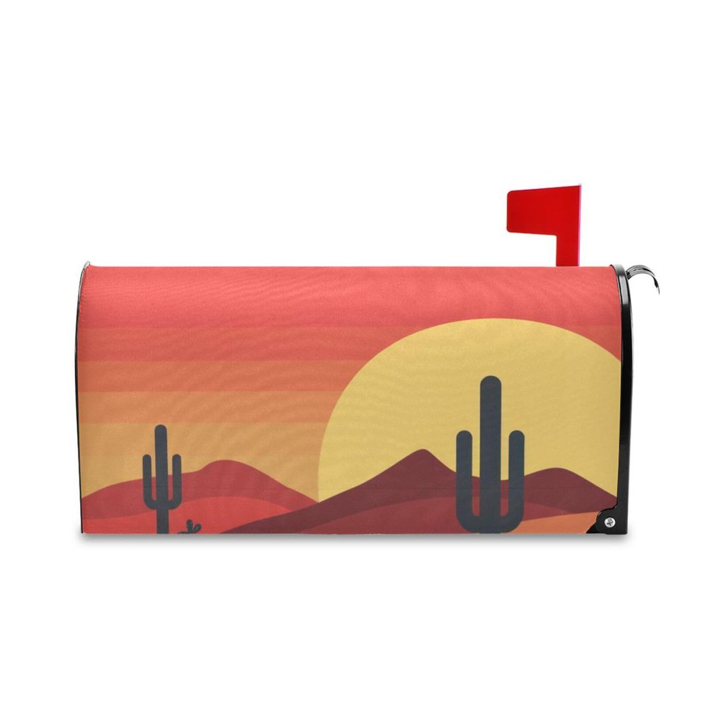 Yoogain Decorative Magnetic Mailbox Cover, Cactus Yellow, Sunset and Red Mountain Designs, Standard Size