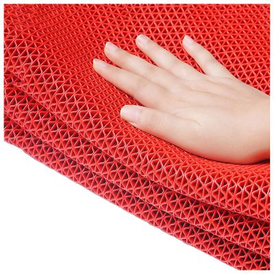 Non-Slip PVC Floor Mat for Commercial Wet Areas, Indoor/Outdoor, Kitchen, Bar, Pool, 5 mm Thick, Easy to Cut, 120 x 100 cm, Red