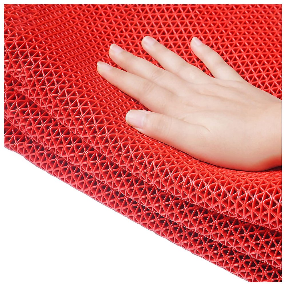 Non-Slip PVC Floor Mat for Commercial Wet Areas, Indoor/Outdoor, Kitchen, Bar, Pool, 5 mm Thick, Easy to Cut, 120 x 100 cm, Red