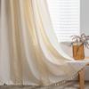 Handmade 180 cm Long Bohemian Crochet Lace Curtain for Bedroom, Semi-Sheer with Tassels, 150 cm Rod Pocket, 1 Panel view 1