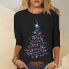 Women's Christmas Shirt with 3/4 Sleeves and Crew Neck view 2