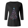 Women's Christmas Shirt with 3/4 Sleeves and Crew Neck view 4