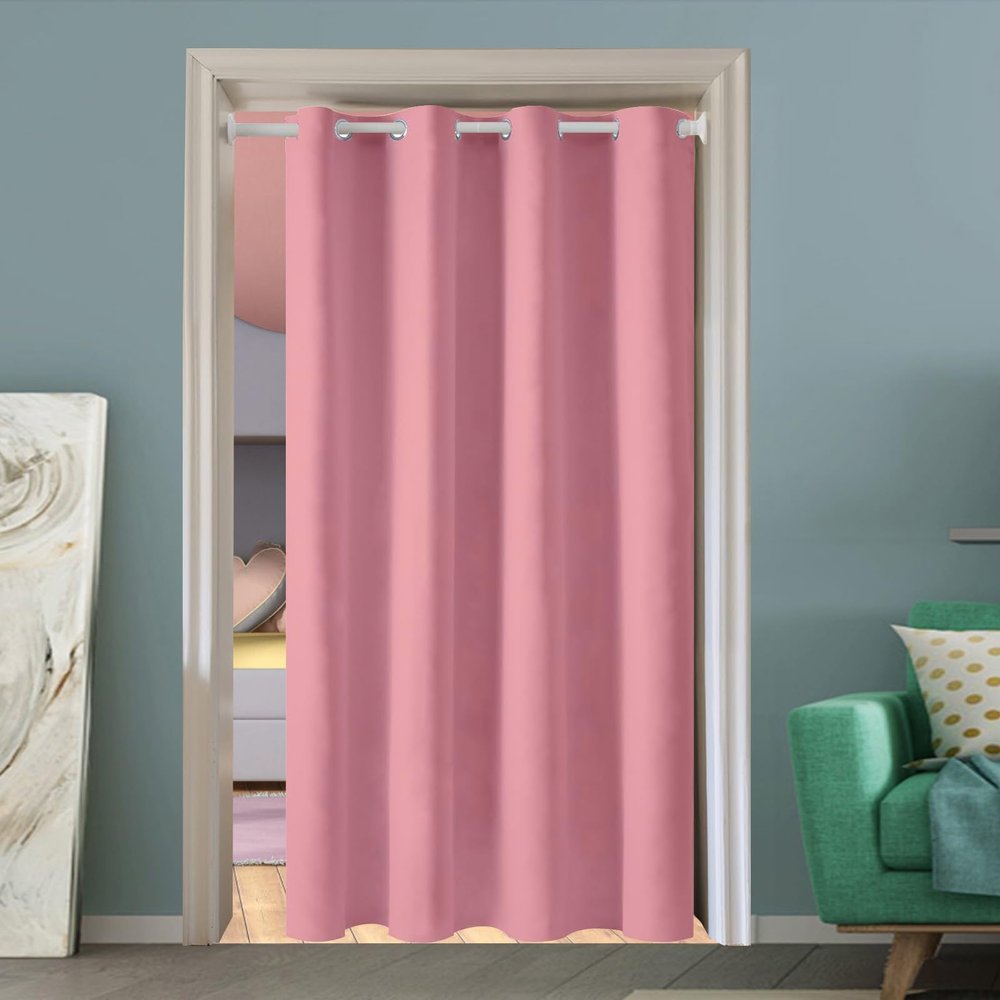 LONGCAO Thermal Blackout Curtain, 100 x 110 cm, Heat-Insulating, Privacy Curtain with Grommets, 1 Panel, Pink