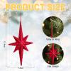 2-Piece Hanging Christmas Star Decor, Glittering Star Ornaments for Christmas Tree, Indoor and Outdoor Use, Red view 2