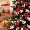2-Piece Hanging Christmas Star Decor, Glittering Star Ornaments for Christmas Tree, Indoor and Outdoor Use, Red view 3