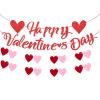 Red and Pink Heart Garland for Valentine's Day Decoration view 1