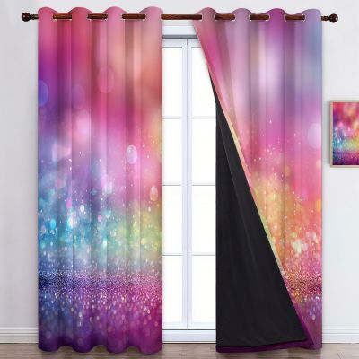 Rainbow Gradient Sequin Blackout Curtains, 2-Piece Set, 110 x 215 cm