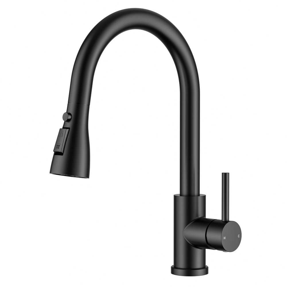 FORIOUS Kitchen Faucet with Pull-Down Sprayer, 360° Swivel, 3 Modes, Matte Black