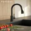 FORIOUS Kitchen Faucet with Pull-Down Sprayer, 360° Swivel, 3 Modes, Matte Black view 2