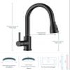 FORIOUS Kitchen Faucet with Pull-Down Sprayer, 360° Swivel, 3 Modes, Matte Black view 3