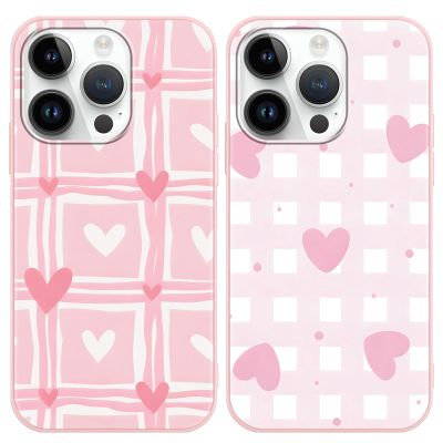 Omyzo 2-Pack Phone Cases for Samsung Galaxy S10e 5.8", Cute Pink Gingham Hearts Pattern, Slim Silicone TPU Shockproof Camera-Protective Cases for Girls