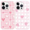 Omyzo 2-Pack Phone Cases for Samsung Galaxy S10e 5.8", Cute Pink Gingham Hearts Pattern, Slim Silicone TPU Shockproof Camera-Protective Cases for Girls view 1