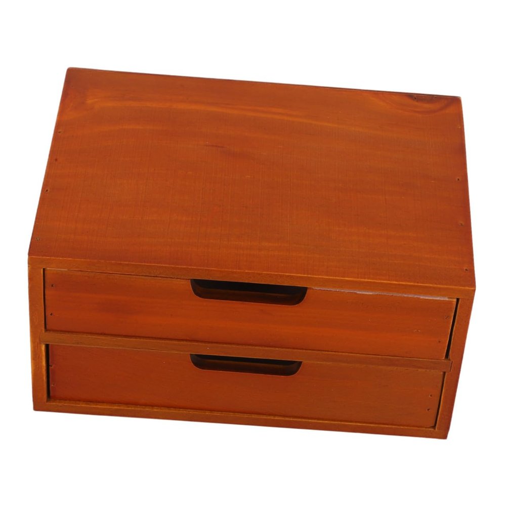 Brown Wooden Cabinet with 2 Drawers for Desk