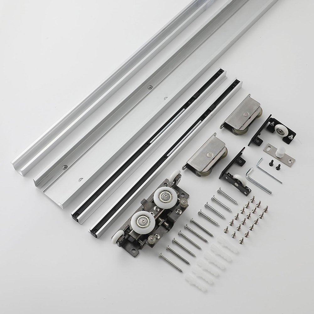 Complete Concealed Sliding Door Hardware Kit with Soft-Close, 36/48/52/54/60 in Rail, 66 in Bypass System