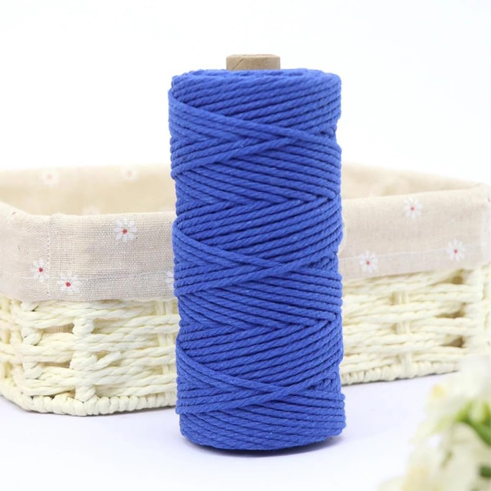 3 mm Cotton Macramé Cord, 100 m, Royal Blue