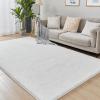 ANJIAJIE Shaggy Rug for Living Room and Bedroom, 100 x 150 cm, Long Pile, Soft, Modern Solid-Color Design, White view 1