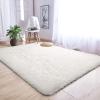 ANJIAJIE Shaggy Rug for Living Room and Bedroom, 100 x 150 cm, Long Pile, Soft, Modern Solid-Color Design, White view 4