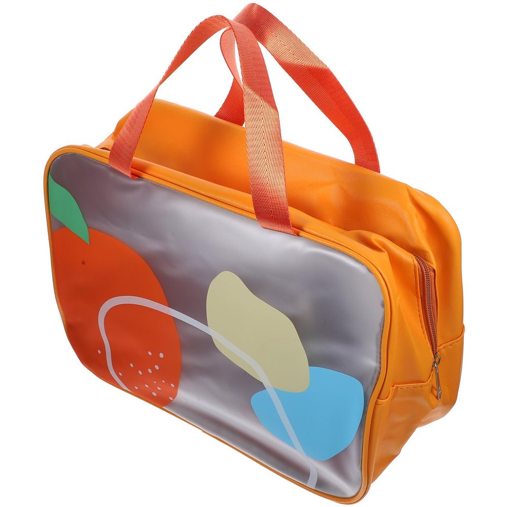 GANAZONO Compact Orange PU Toiletry Bag with Zipper