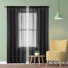 NINGBAI Voile Curtains with Pencil Pleat Tape, 185 x 160 cm, Black view 1