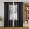 NINGBAI Voile Curtains with Pencil Pleat Tape, 185 x 160 cm, Black view 2