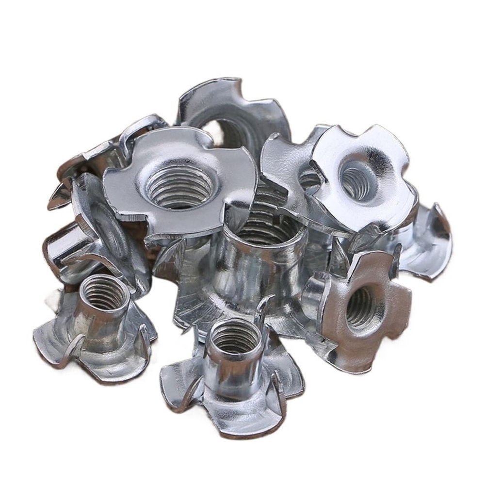 4-Prong T-Nuts, 20-Pack, M3/M5/M6/M8/M10/M12, Zinc-Plated, M5