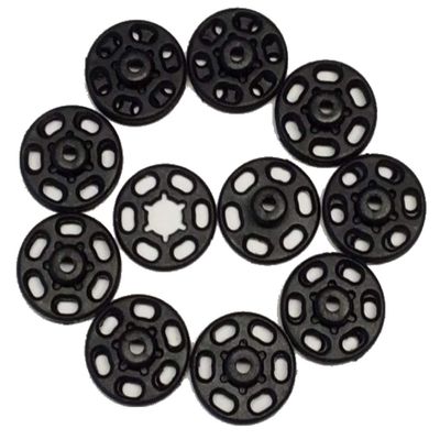 10 Black Plastic Snap Fasteners 15 mm