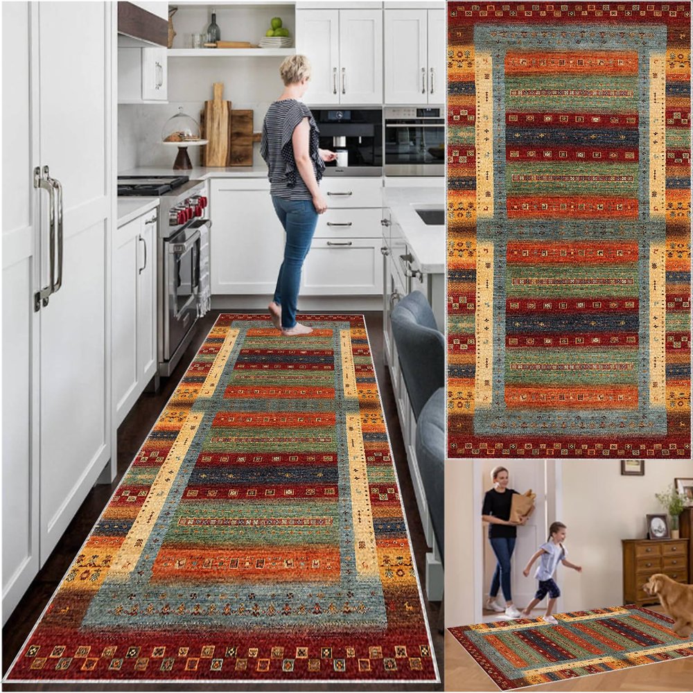 Entryway Runner Rug 100 x 200 cm, Non-Slip Kitchen Mat
