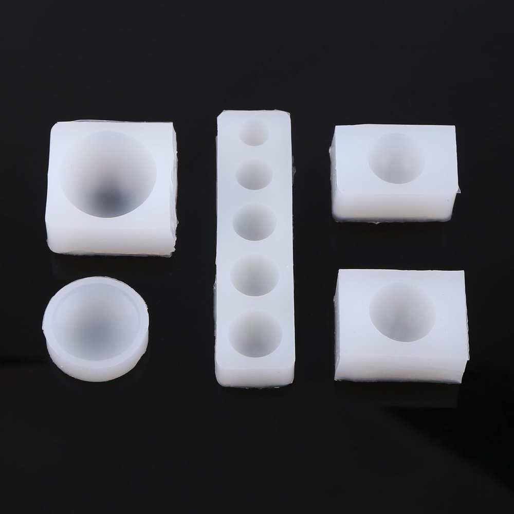 5-Piece Set of Creative DIY Semi-Round Cabochon Silicone Molds for Epoxy Resin Jewelry Making
