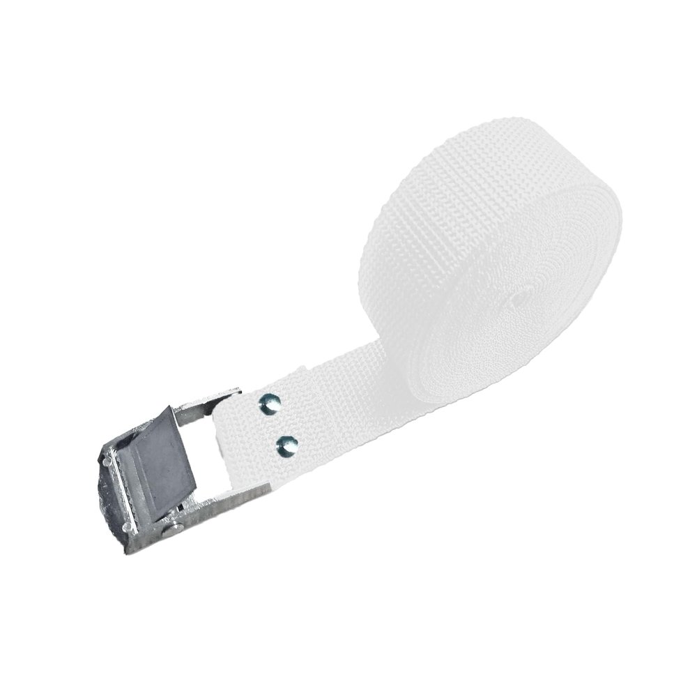 KBBB Cam Buckle Strap, 25 mm Wide, 110 m Long, 50 Colors, Adjustable Webbing/Fastening/Luggage Strap, 501 White, 9 m x 25 mm
