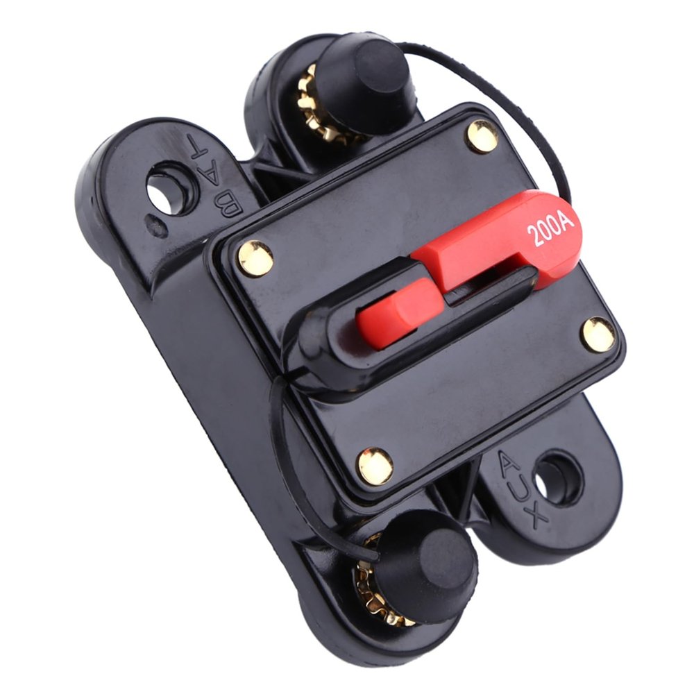 RhineCart Basics DC 12V Resettable Circuit Breaker for Car, Marine, Boat, Bicycle, Stereo and Audio, 80–300 A, 200 A