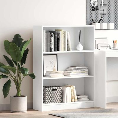 Owoxanthellate White Bookshelf 80 x 24 x 109 cm, Freestanding Wood-Panel Shelf with Modern Design