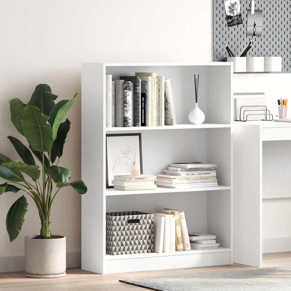 Owoxanthellate White Bookshelf 80 x 24 x 109 cm, Freestanding Wood-Panel Shelf with Modern Design