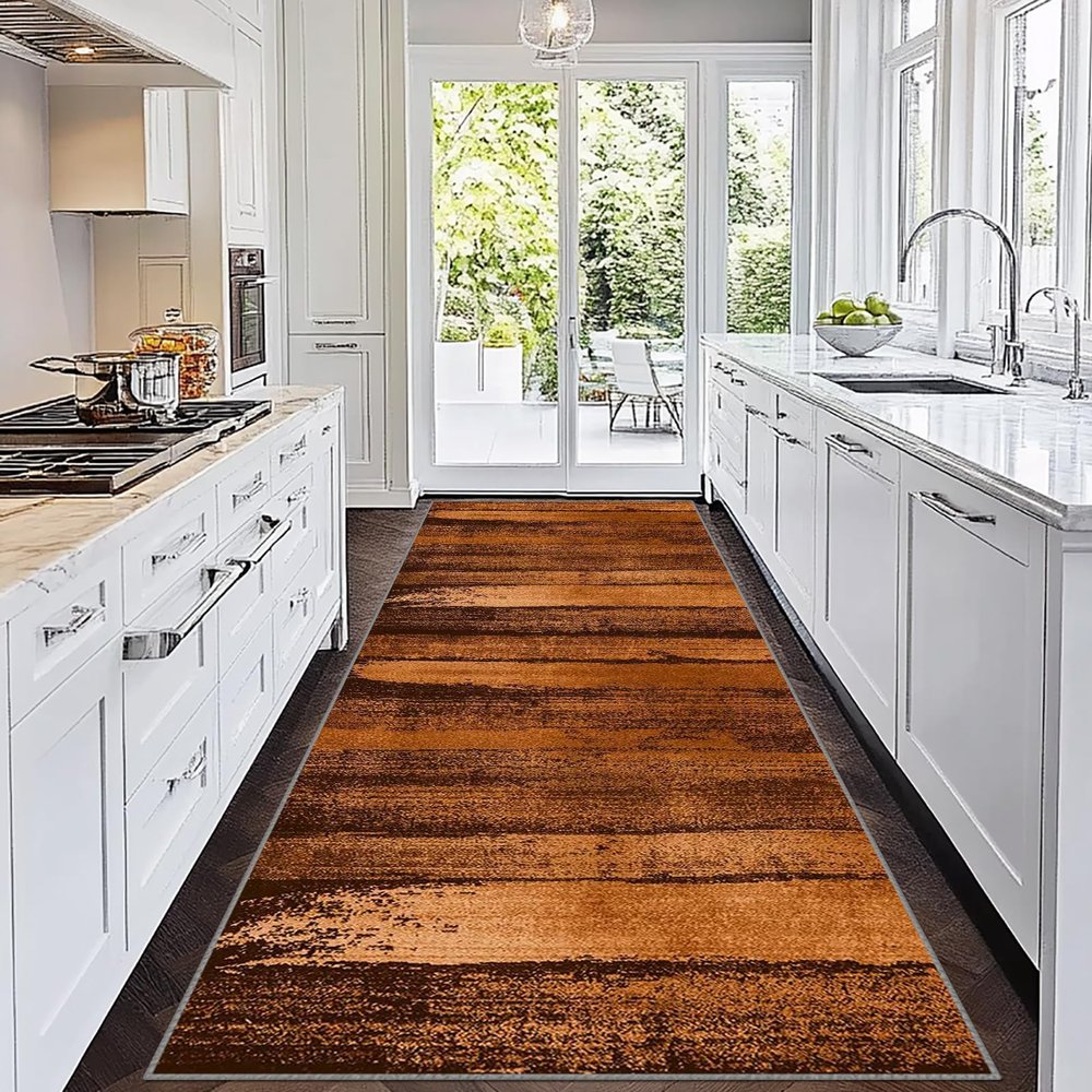 Laegnfho Long Runner Rug for Kitchen, Dirt-Trapping Mat, 120 x 520 cm