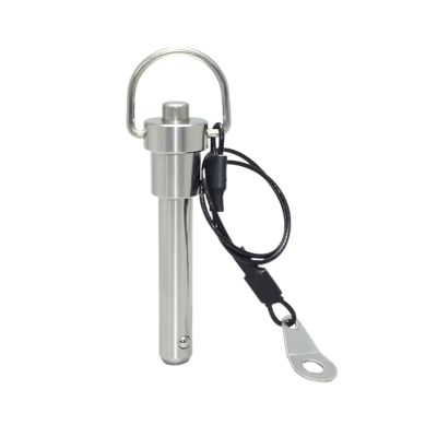 Stainless Steel Quick-Release Pin, 1 Pc., Spring-Ball Lock, 8 mm Diameter, with Retaining Lanyard (8 x 90 mm)