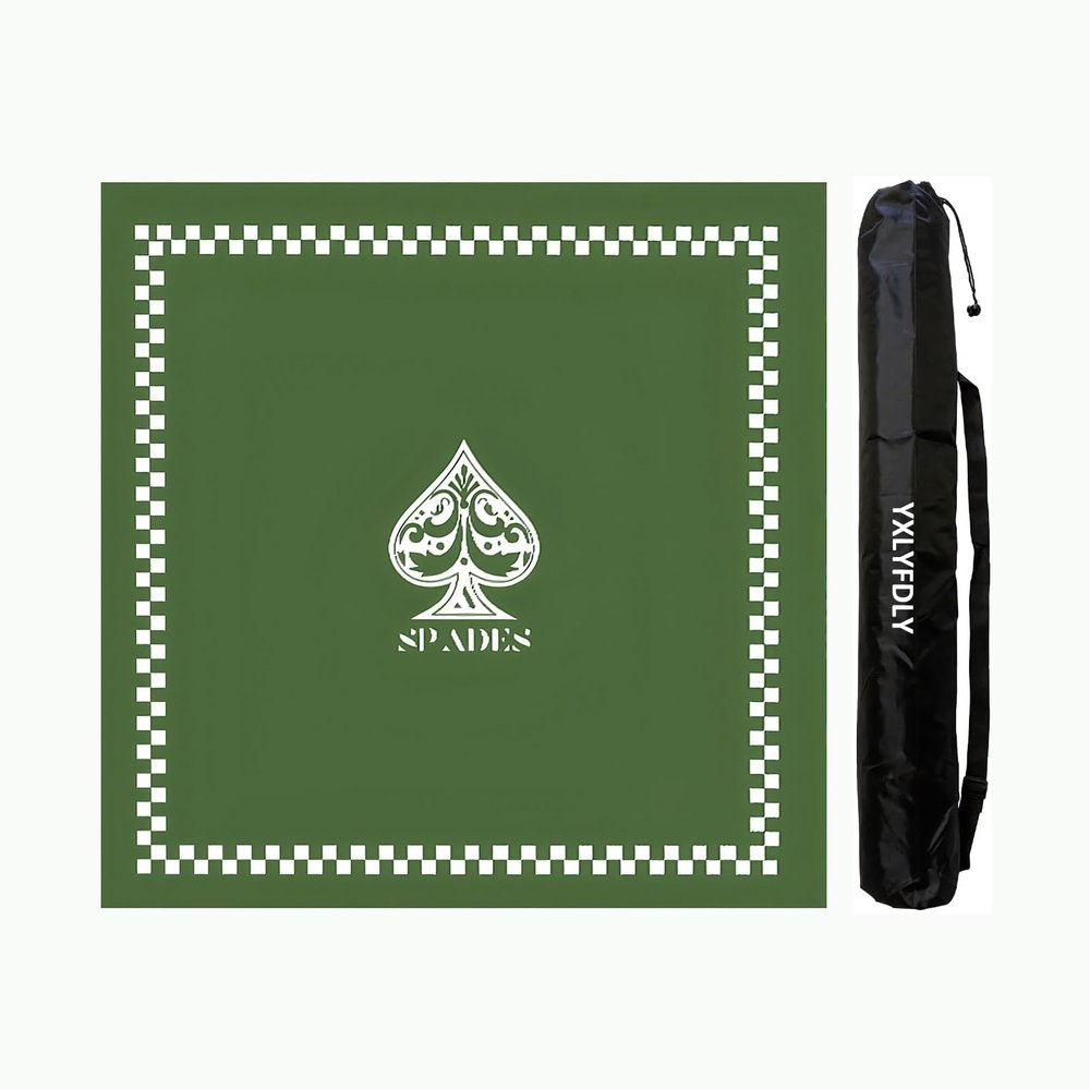 YXLYFDLY Mahjong Mat, Thick Noise-Reducing Table Cover with Rubber Backing, Green, 80 cm
