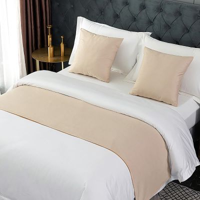 Bed Runner for Queen, King & Twin Beds, Solid Bed Throw for Foot of Bed, Khaki, 50 × 240 cm for a 180 cm Bed