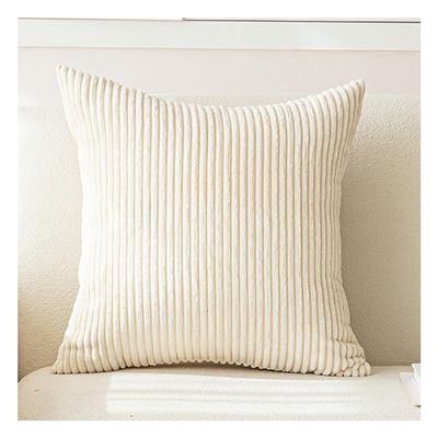 AQIGR Corduroy Decorative Pillow Cover, Beige, 50 x 60 cm