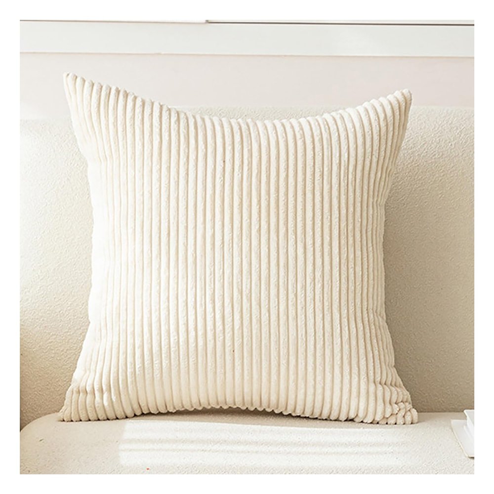 AQIGR Corduroy Decorative Pillow Cover, Beige, 50 x 60 cm