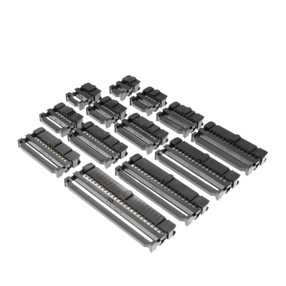 10-Piece 2.54 mm Pitch Female IDC Connectors, 6–40 Pin