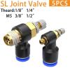IDGTTLDF 5-Piece SL-Type Push-to-Connect Pneumatic Speed Control Valves, 4/6/8/10/12 mm, 1/8"–1/2" Threads view 2