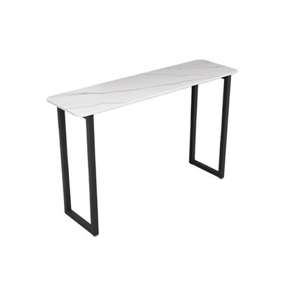 Huangj-0527 Balcony Bar Table, Light Luxury Stone-Slab Top, Modern Long Pub-Height Table with Sturdy Metal Frame and Storage (Medium)