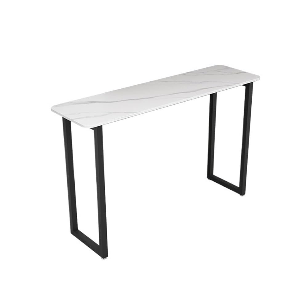 Huangj-0527 Balcony Bar Table, Light Luxury Stone-Slab Top, Modern Long Pub-Height Table with Sturdy Metal Frame and Storage (Medium)