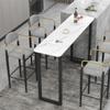 Huangj-0527 Balcony Bar Table, Light Luxury Stone-Slab Top, Modern Long Pub-Height Table with Sturdy Metal Frame and Storage (Medium) view 3