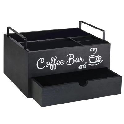 Premium Wooden Coffee Station Organizer